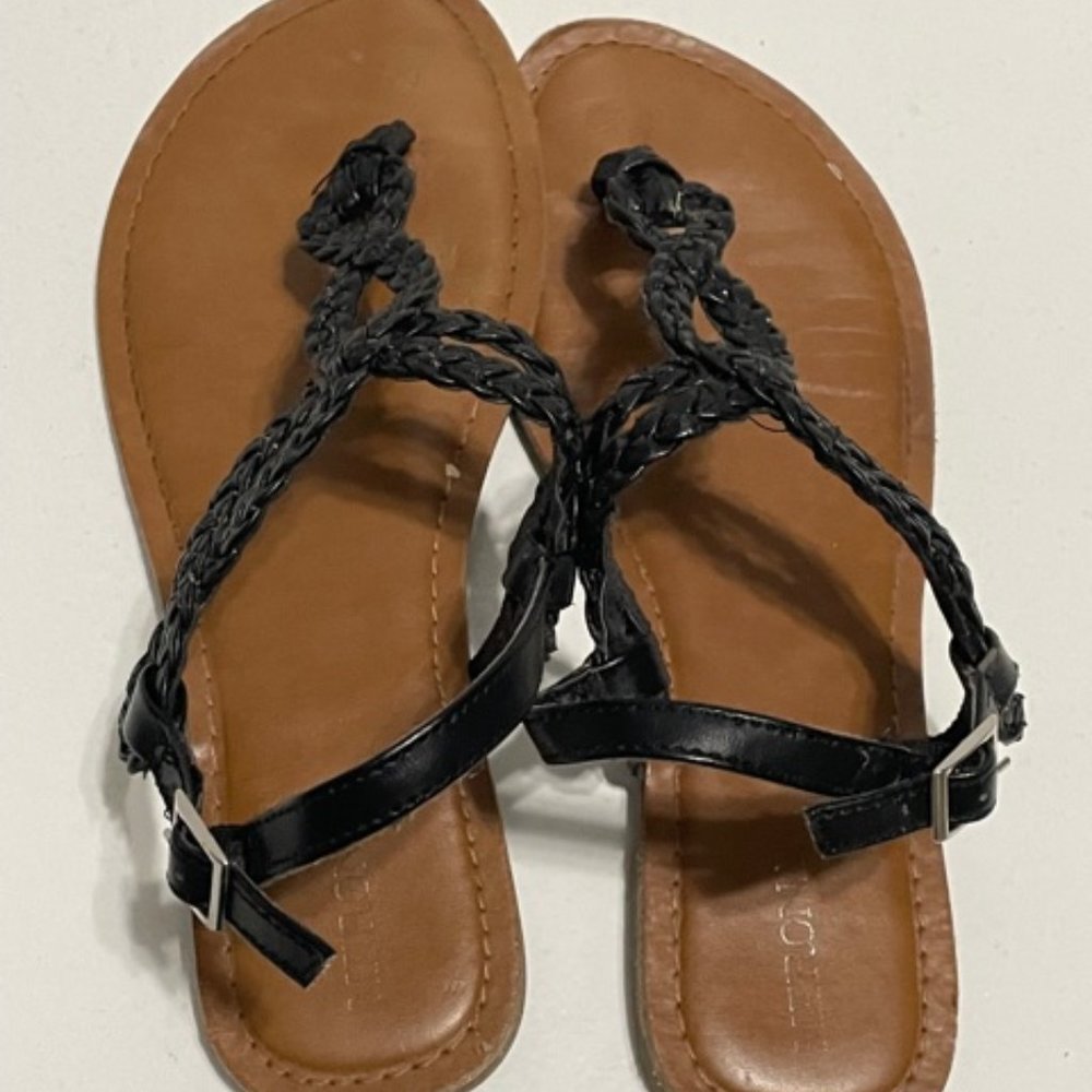 Merona Black Braided Thong Sandals 7 1/2